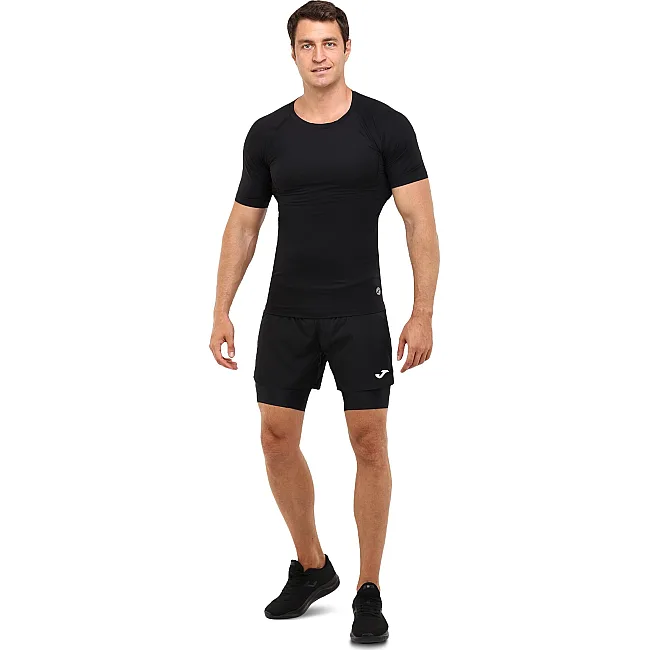 Спортивные шорты двойные 2 в 1 с тайтсами мужские JOMA SMASH 104441-100 (Черный)
