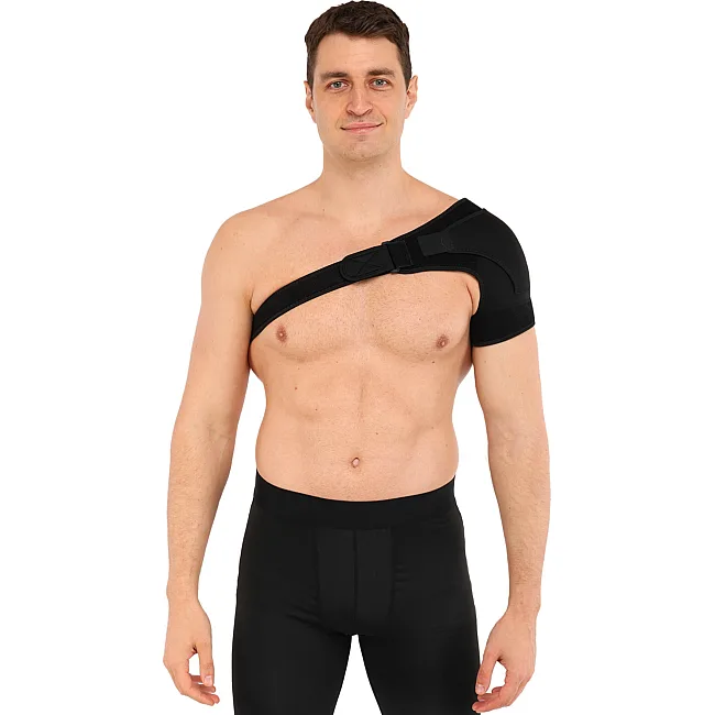 Бандаж для плеча компрессионный фиксатор плечевого сустава Shoulder Support SIBOTE ST-7493-L левый 1шт (Черный)