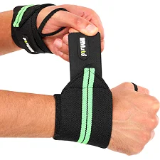 Кистевые бинты STRENGTH WRIST WRAPS MUTE 9097 2штуки (Черный-салатовый)
