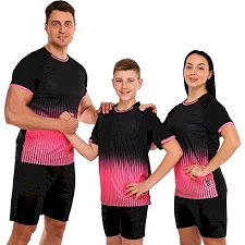 Футбольная форма комплект футболка и шорты LIDONG D8861 4XS-XXL (Черный-розовый)