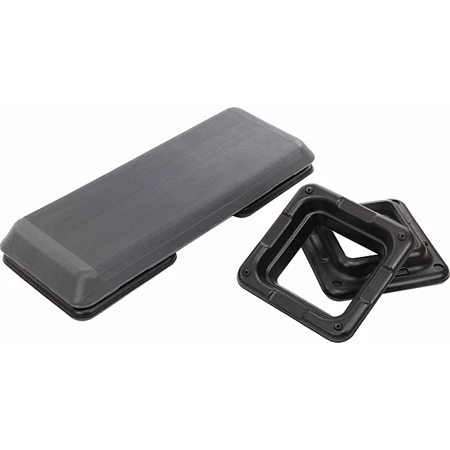Степ-платформа для фитнеса и аэробики 3 уровня высоты SP-SPORT FI-1577 110x36,5x10-21см (Черный-серый)