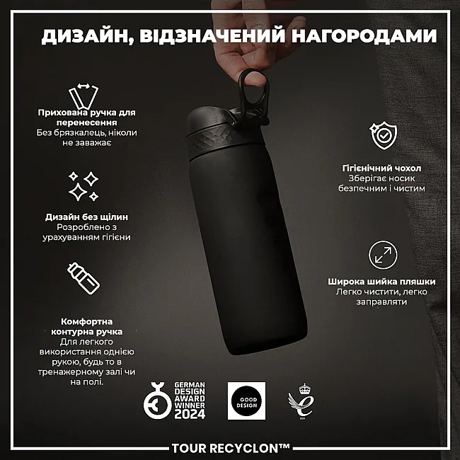 Пляшка для води ION8 750 мл. (ЕКО пляшка) BPA Free, Black