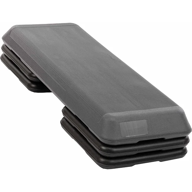 Степ-платформа для фитнеса и аэробики 3 уровня высоты SP-SPORT FI-1577 110x36,5x10-21см (Черный-серый)
