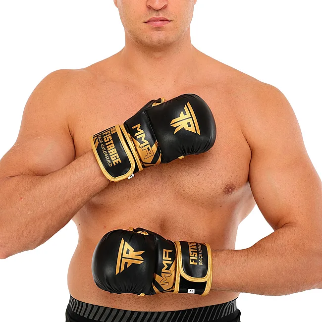 Перчатки Крабы спаринговые для MMA FISTRAGE VL-5521 (Черный-золотой)
