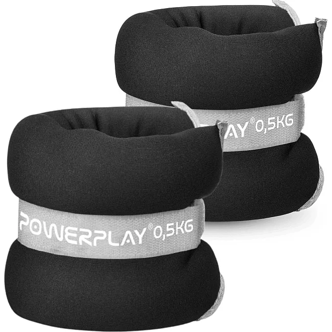 Утяжелители-манжеты для ног и рук PowerPlay PP-4349 Ankle/Wrist Weights (2шт.*0.5 kg) (пара) Черные
