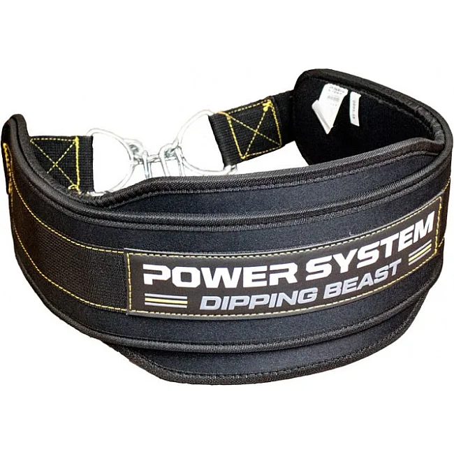 Пояс для обременений с цепью POWER SYSTEM PS-3860 Dipping Beast неопреновый Black/Yellow