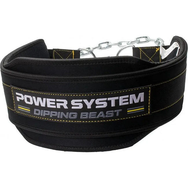 Пояс для обременений с цепью POWER SYSTEM PS-3860 Dipping Beast неопреновый Black/Yellow
