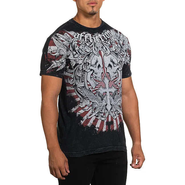 Футболка мужская AFFLICTION Lucky Tee Black Lava Wash