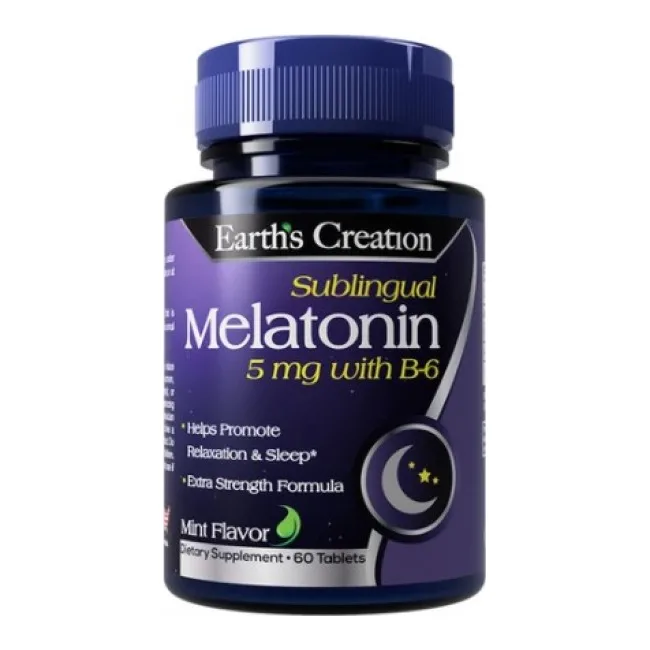 Мелатонин Earth‘s Creation Melatonin 5 mg W/B-6 Sublingual 60 Tablets