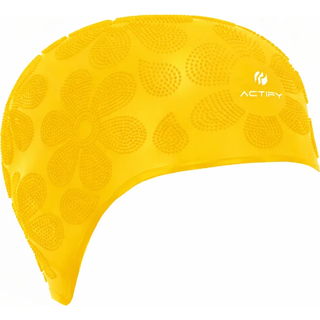 Шапочка для басейну силіконова на довге волосся SP-SPORT ACTIFY FLOWER PL-0785 (Жовтий)