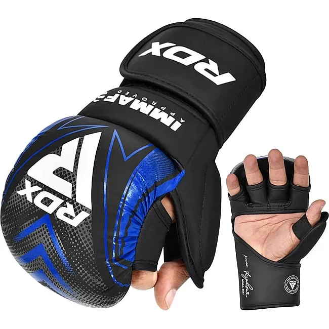 Боксерські рукавиці RDX GRAPPLING GLOVES SHOOTER IMMAF-1 чорний, синій