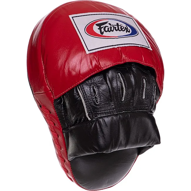 Лапа боксерская изогнутая тренировочная кожа FAIRTEX FMV9 24x19x5см 2штуки (Красный)
