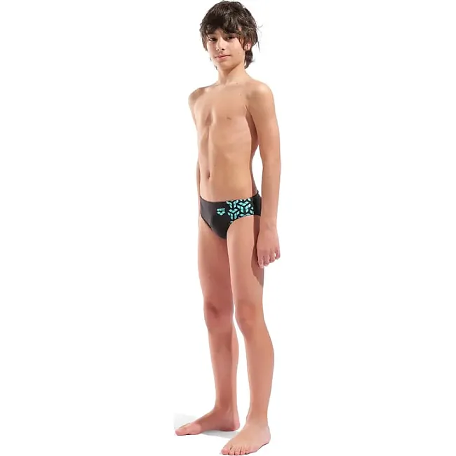 Плавки-слепые для мальчиков Arena KIKKO V SWIM BRIEFS GRAPHIC черный, бирюзовый