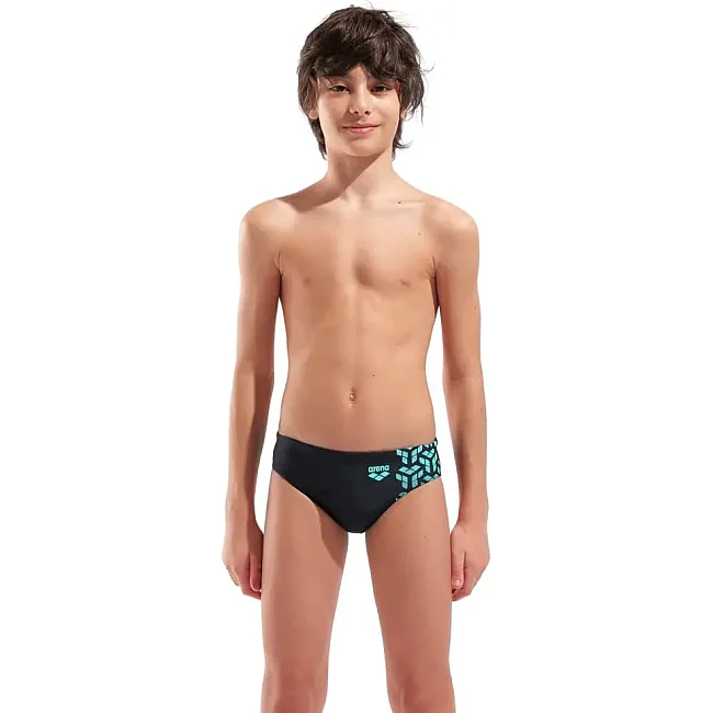Плавки-слепые для мальчиков Arena KIKKO V SWIM BRIEFS GRAPHIC черный, бирюзовый