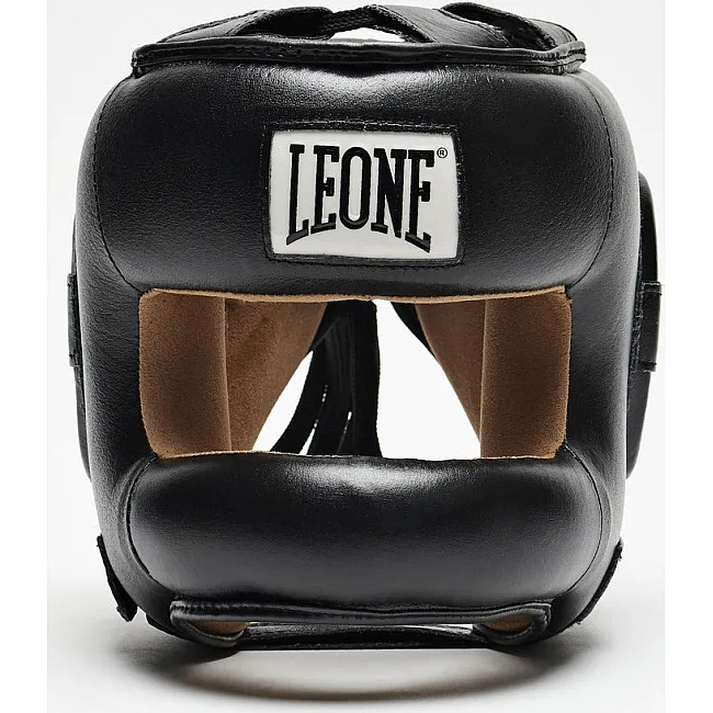 Боксерский шлем с бампером Leone CS425 Black (капа в комплекте)