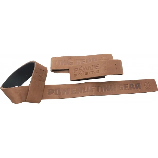 Лямки для тяги кожаные POWER SYSTEM PS-3320 Leather Straps Бежевые