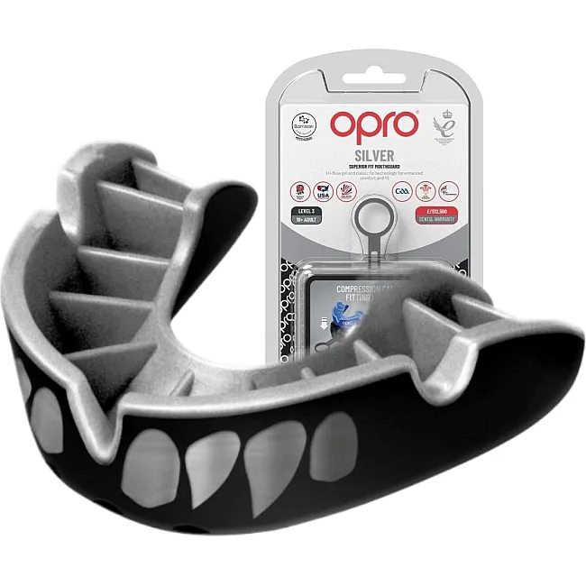 Капа для бокса OPRO Silver взрослая (возраст 11+) Silver Jaws (art.102502012)