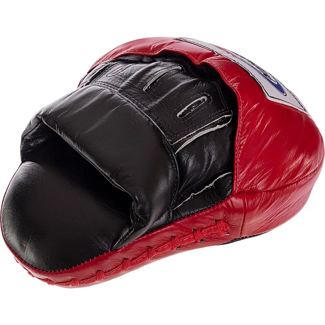 Лапа боксерская изогнутая тренировочная кожа FAIRTEX FMV9 24x19x5см 2штуки (Красный)