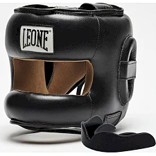 Боксерский шлем с бампером Leone CS425 Black (капа в комплекте)
