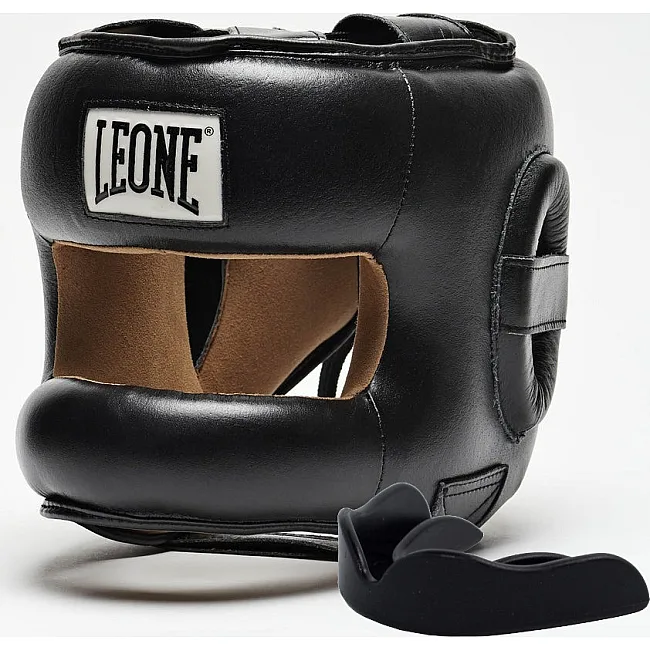 Боксерский шлем с бампером Leone CS425 Black (капа в комплекте)