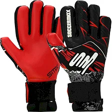 Вратарские перчатки профессиональные с защитой пальцев SOCCERMAX FB-8244 7-11 (Черный-красный)