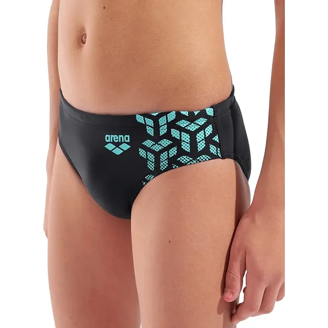Плавки-слепые для мальчиков Arena KIKKO V SWIM BRIEFS GRAPHIC черный, бирюзовый