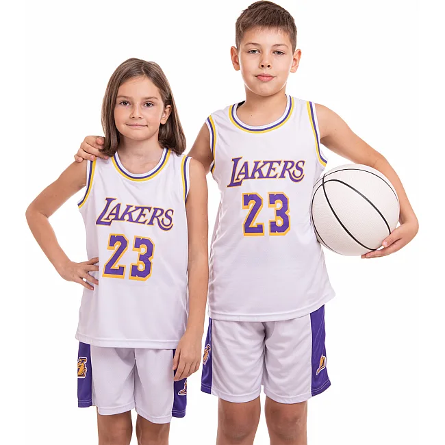 Детская баскетбольная форма NBA клуб L Angeles Lakers 23 BA-0563 (Белый-фиолетовый)