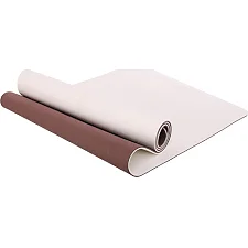Коврик для йоги и фитнеса TPE двухслойный BLOOM LB7031 183x66x0,7см (Коричневый-белый)