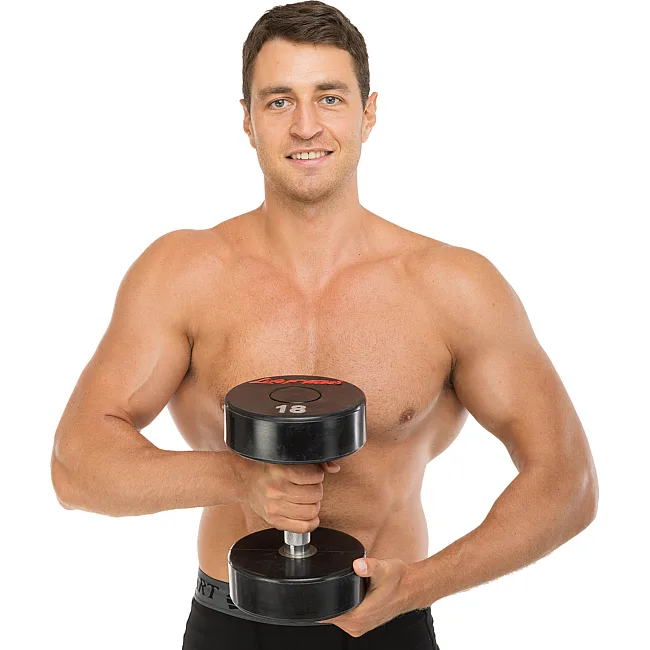 Гантель профессиональная
 с полиуретановым покрытием LIFE FITNESS SC-80081-18 1шт 18кг