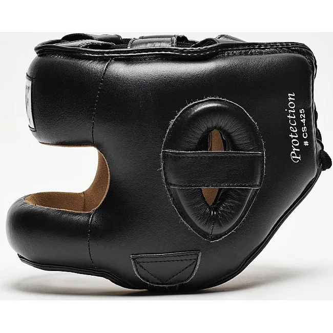Боксерский шлем с бампером Leone CS425 Black (капа в комплекте)
