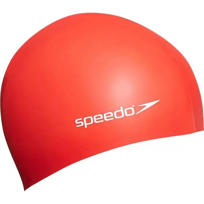 Детская шапочка для плавания Speedo FLAT SILCONE CAP TEAM JU красный