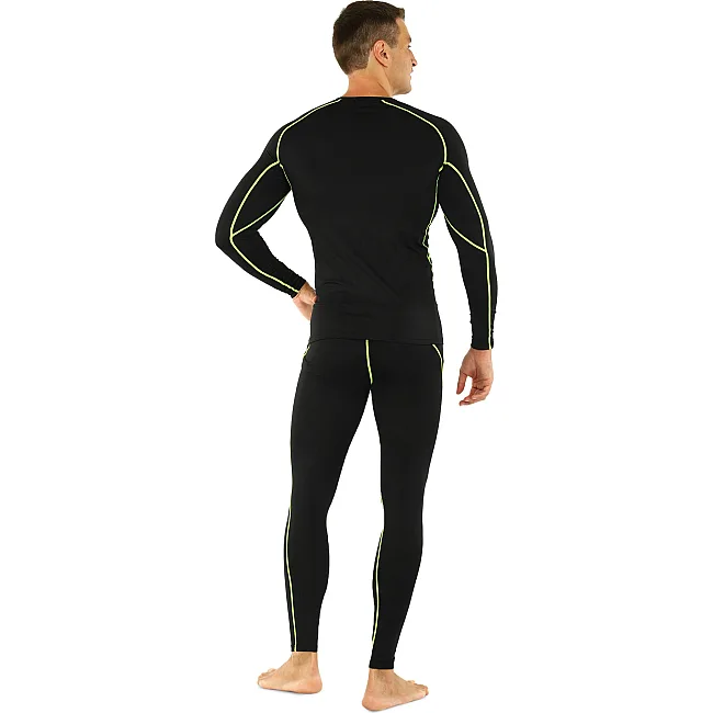 Компрессионные штаны леггинсы тайтсы LIDONG J01K 3XS-3XL (Черный-салатовый)
