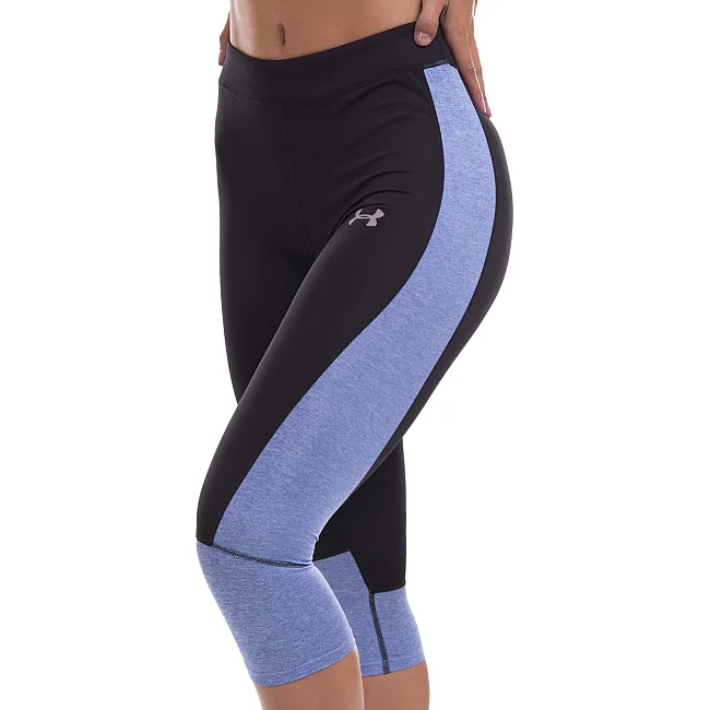 Лосины леггинсы спортивные женские короткие (3/4) UNDER ARMOUR E304 (Черный-синий)