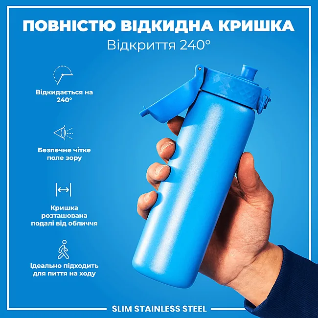Бутылка для воды металлическая ION8 600 мл. Stainless Steel, Blue