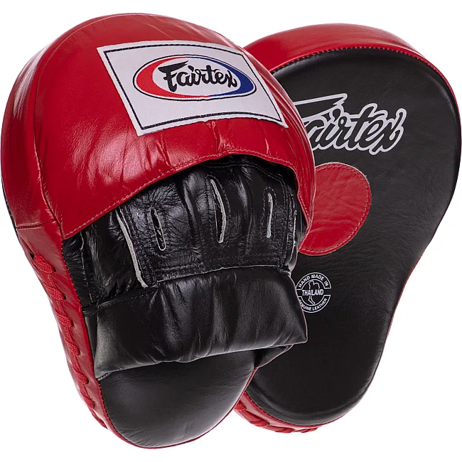 Лапа боксерская изогнутая тренировочная кожа FAIRTEX FMV9 24x19x5см 2штуки (Красный)