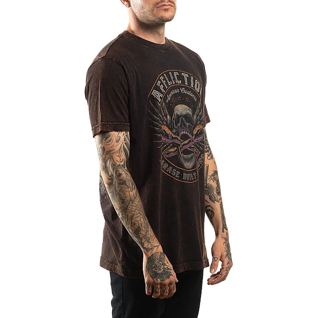 Футболка AFFLICTION AC Chop Shop Black Brown Lava Wash