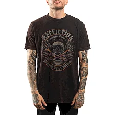 Футболка AFFLICTION AC Chop Shop Black Brown Lava Wash