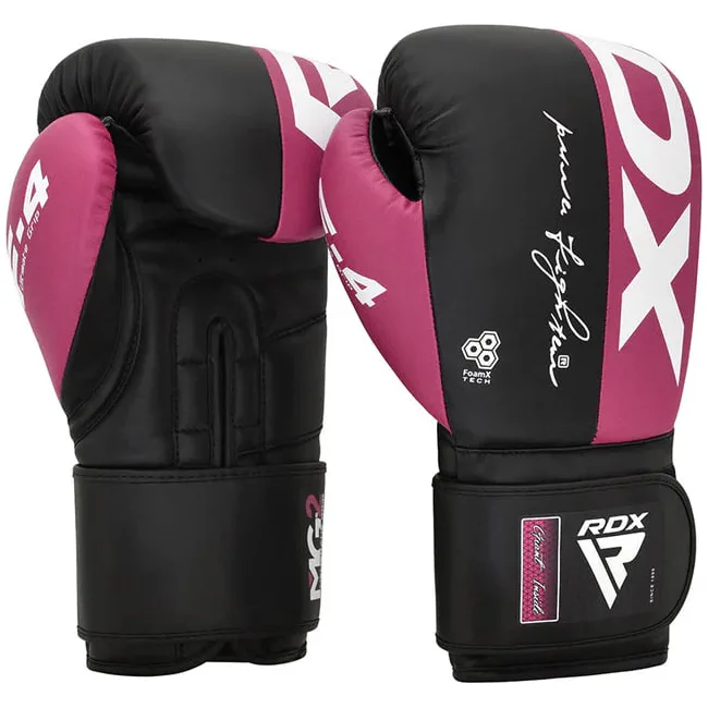 Перчатки для бокса RDX F4 Hook & Loop Pink Black