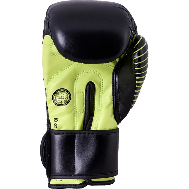 Перчатки для кикбоксинга Adidas с лицензией Wako (черно-зеленый, adiKBWKF200)