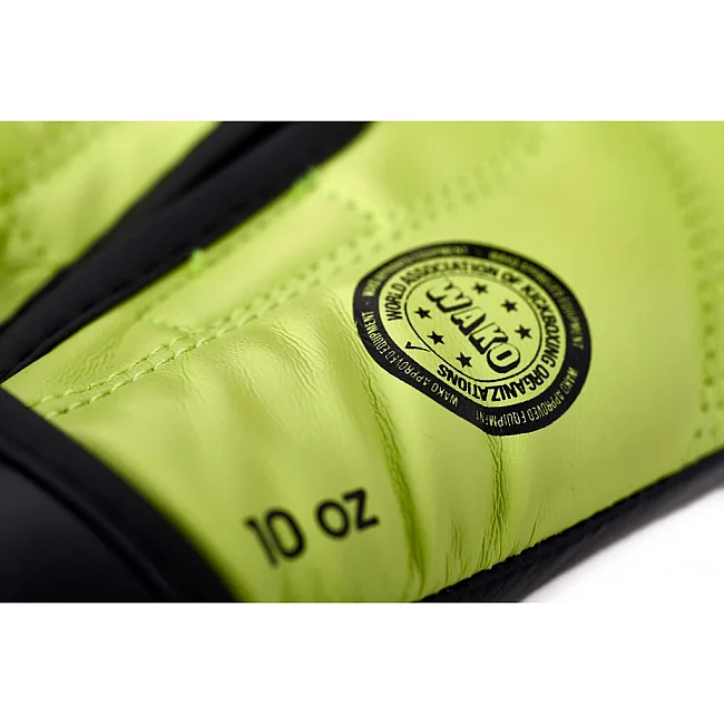 Перчатки для кикбоксинга Adidas с лицензией Wako (черно-зеленый, adiKBWKF200)