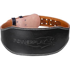 Пояс для становой тяги POWERPLAY 5086 кожаный Черно-коричневый