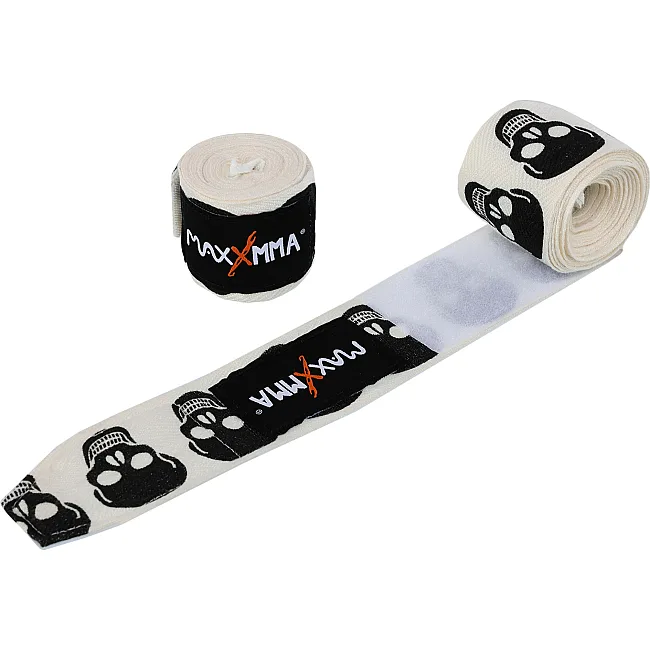 Бинты для бокса
 с принтом Череп  бамбук 2штуки MAXXMMA
 WR05-120 3м (Белый-черный)