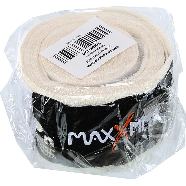 Бинты для бокса
 с принтом Череп  бамбук 2штуки MAXXMMA
 WR05-120 3м (Белый-черный)