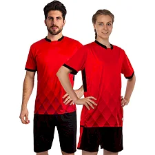Футбольна форма комплект футболка та шорти SP-SPORT Lozenge CO-06 (Червоний-чорний)