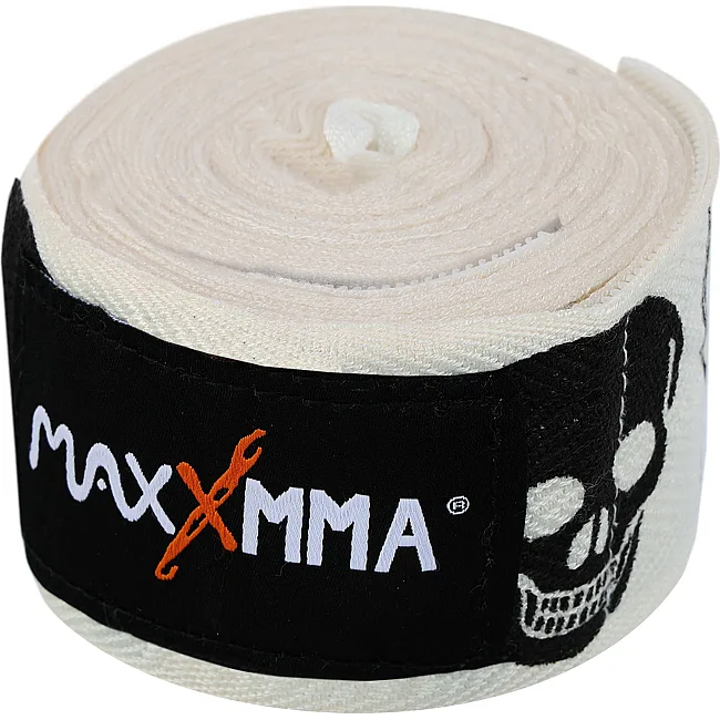 Бинты для бокса
 с принтом Череп  бамбук 2штуки MAXXMMA
 WR05-120 3м (Белый-черный)