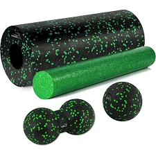 Масажний набір PowerPlay PP_4015 EPP Foam Roller Set 4in1 (2-ва роли + 2-ва м'ячі) Чорно-зелений