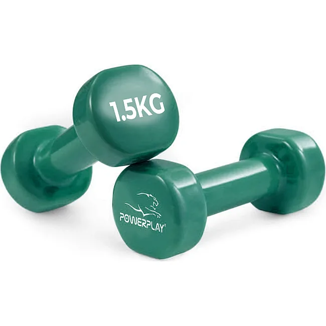 Гантель виниловый POWERPLAY 4125 Achilles 2*1,5 кг. Зеленые (2шт.)