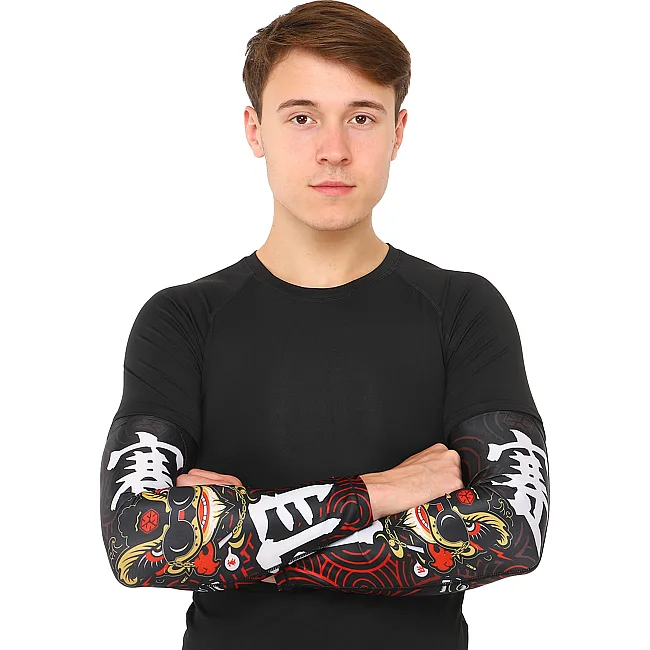 Нарукавники компресійні рукави для спорту сонцезахисні SCOYCO Ice Sensation UPF 40+ H29-LION 2шт (Чорно-червоний)