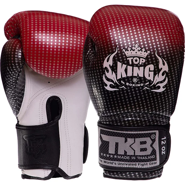 Перчатки для бокса кожаные TOP KING Super Star TKBGSS-01 8-18унций (Черный-красный)