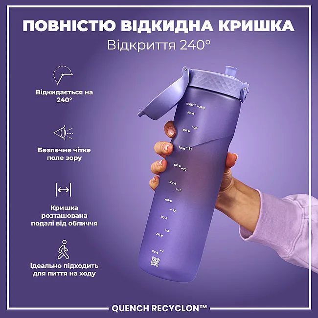 Бутылка для воды ION8 1000мл. (ЭКО бутылка) BPA Free, Light Purple